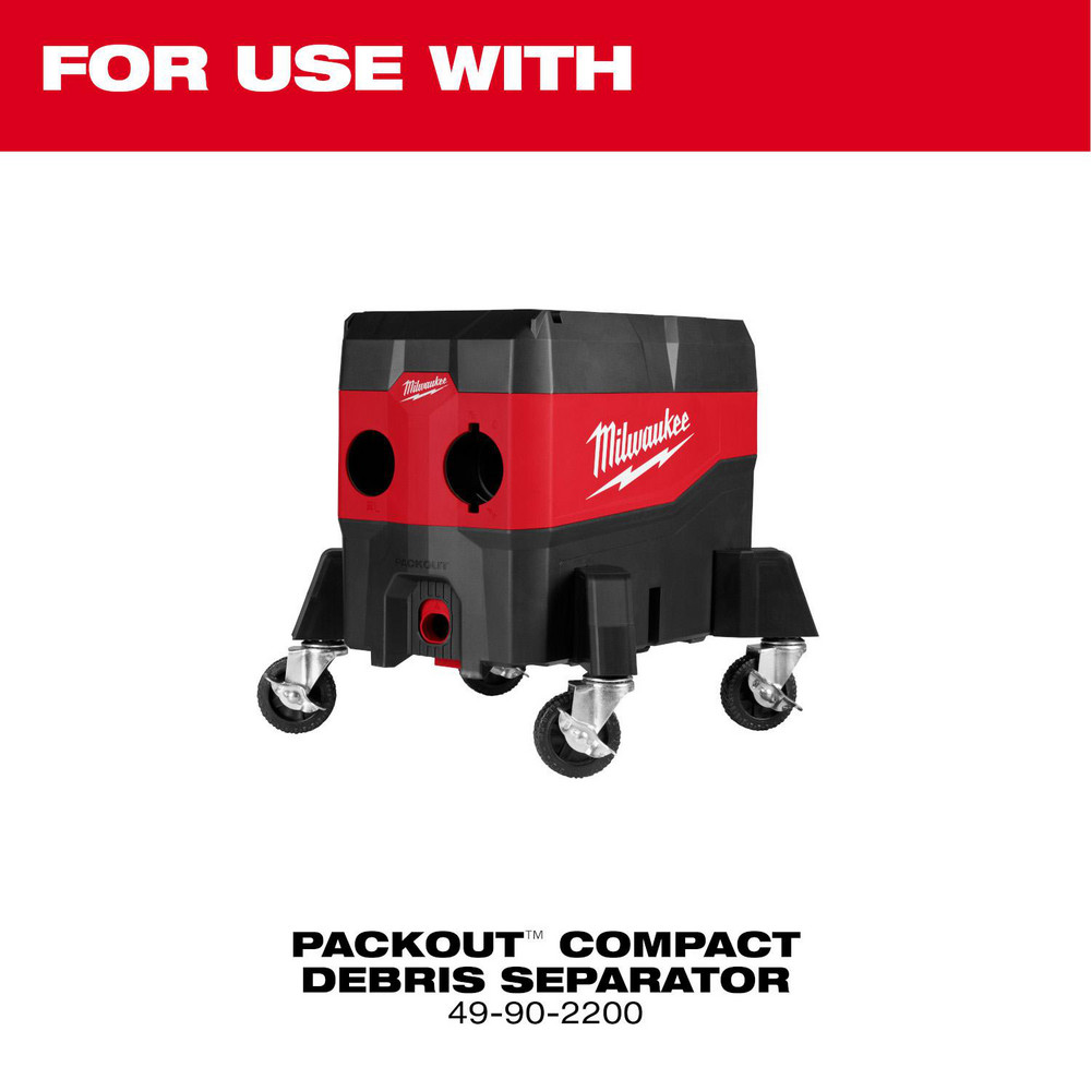 Milwaukee Tool Vacuum Cleaner Repair Parts: Part Type: Casters; Compatible Vacuum Type: Wet/Dry Vacuum; For Use With: PACKOUT Compact Debris Separator - 49-90-2201