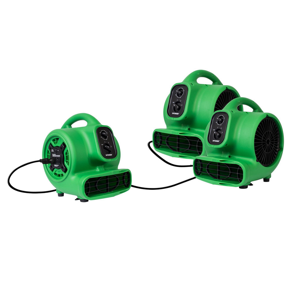 XPower Manufacturing Carpet & Floor Dryers: Application: Drying tight spaces such as crawl spaces, under counters, inside cabinets, bathrooms, auto interiors; Horsepower: 1/4; Airflow Direction: Horizontal; Minimum Air Flow: 925 CFM - P-230AT-GREEN