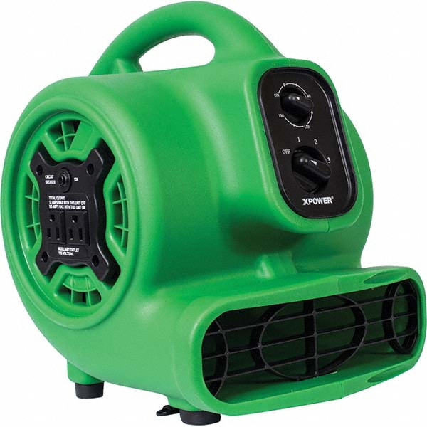 XPower Manufacturing Carpet & Floor Dryers: Application: Drying tight spaces such as crawl spaces, under counters, inside cabinets, bathrooms, auto interiors; Horsepower: 1/4; Airflow Direction: Horizontal; Minimum Air Flow: 925 CFM - P-230AT-GREEN