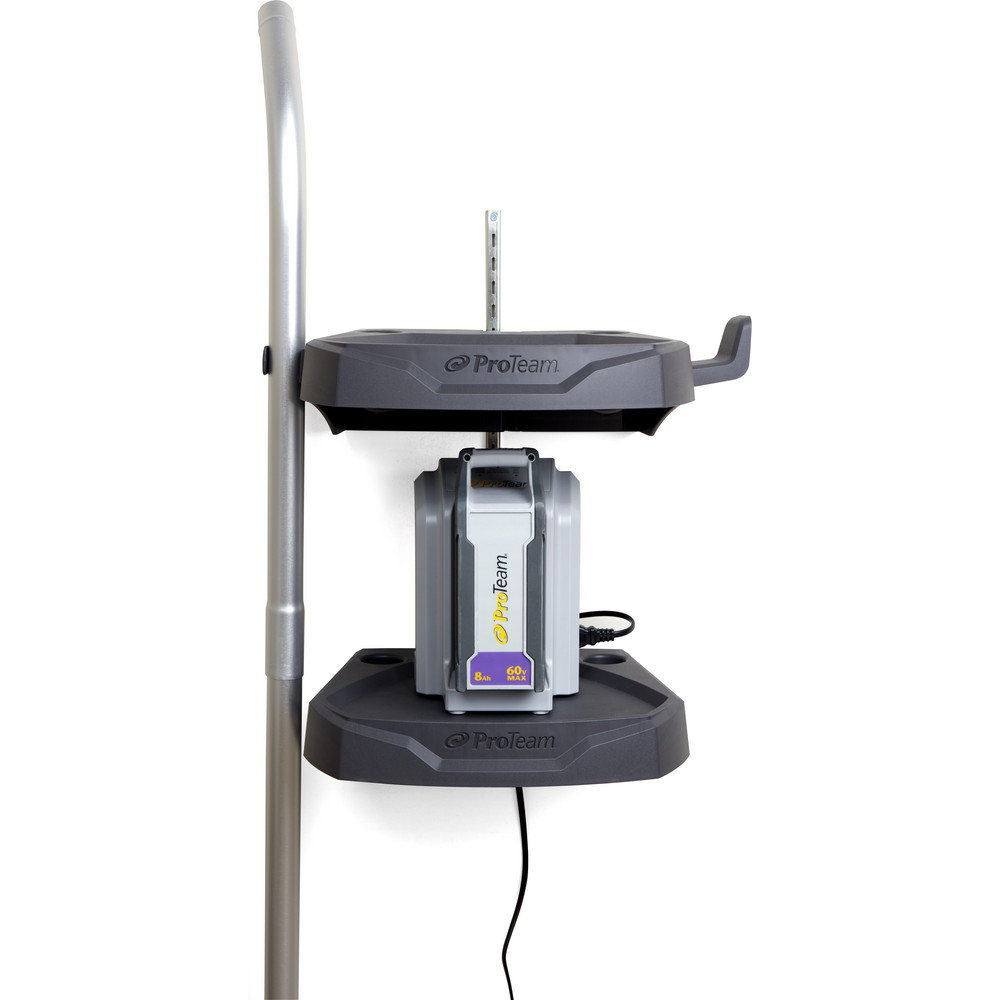 ProTeam Vacuum Cleaner Repair Parts: Part Type: Vac Station w/Two Shelves; Compatible Vacuum Type: Backpack Vacuum; For Use With: Super Coach Pro, ProVac FS 6, GoFit Corded Series, GoFit Cordless Series, Legacy Backpack Models, GoFree Flex Pro II - 107794