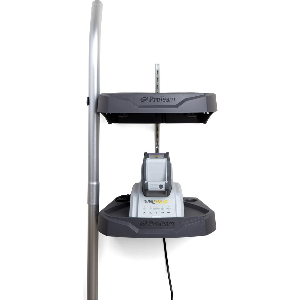 ProTeam Vacuum Cleaner Repair Parts: Part Type: Vac Station w/Two Shelves; Compatible Vacuum Type: Backpack Vacuum; For Use With: Super Coach Pro, ProVac FS 6, GoFit Corded Series, GoFit Cordless Series, Legacy Backpack Models, GoFree Flex Pro II - 107794
