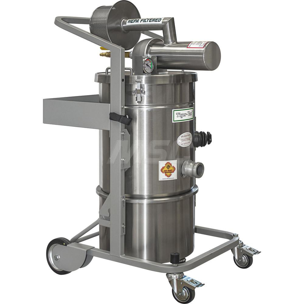 Tiger-Vac Explosion-Proof & Pneumatic HEPA Cleaner: Air, HEPA Filter, 6.6 gal Capacity - 110400
