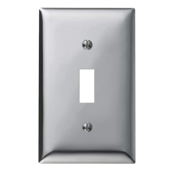 Hubbell Wiring Device-Kellems Wallplates and Boxes, Metallic Plates, 1- Gang, 1) Toggle Opening, Standard Size, Chrome Plated Steel - SCH1