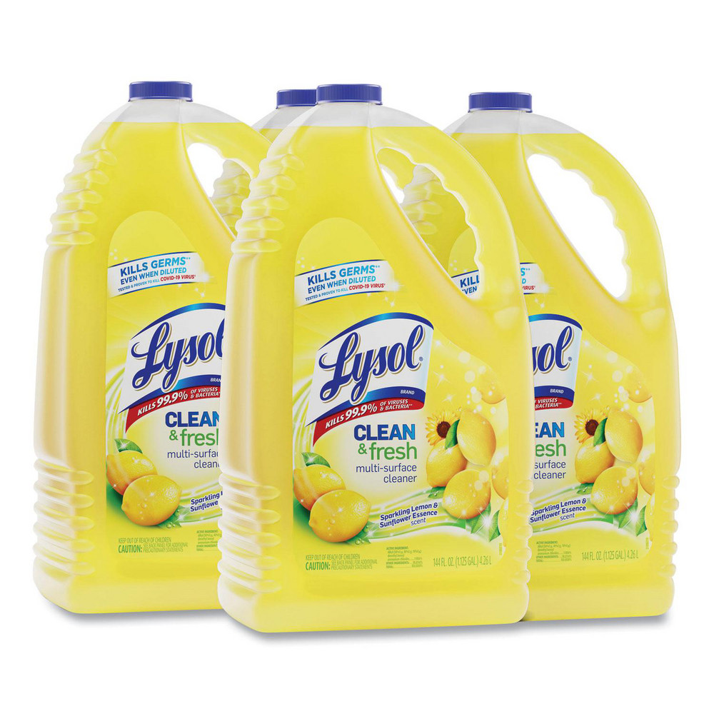 Lysol Clean and Fresh Multi-Surface Cleaner, Sparkling Lemon and Sunflower Essence, 144 oz Bottle, 4/Carton - RAC77617
