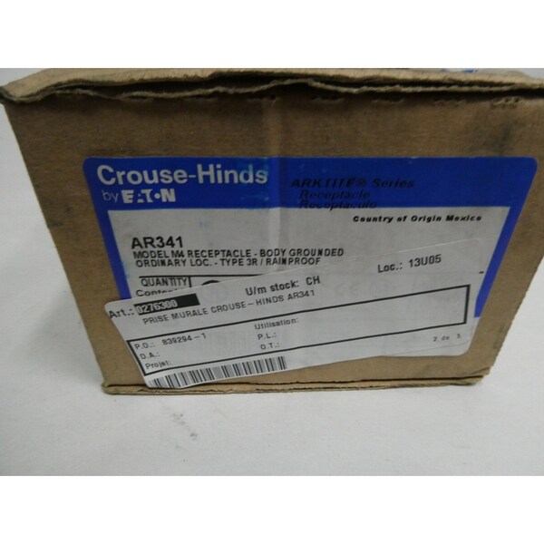 Crouse Hinds Arktite 4P 4W 30A Amp 600V-Ac Receptacle - AR341