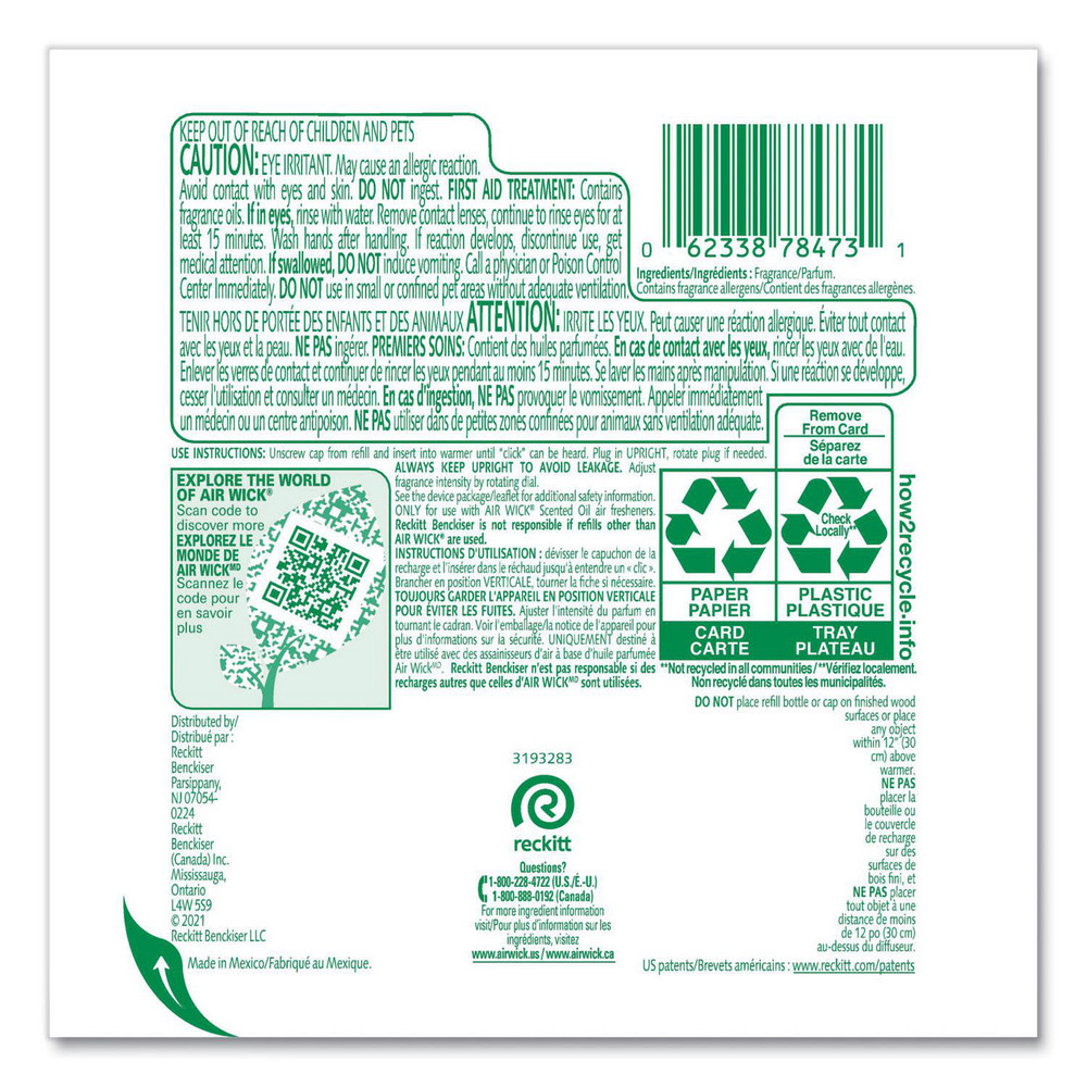 Air Wick Scented Oil Refill, Lavender and Chamomile, 0.67 oz, 2/Pack - RAC78473PK