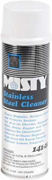 Misty Stainless Steel Cleaner & Polish: Liquid, 15 fl oz Aerosol, Lemon Scent - AMR1001541