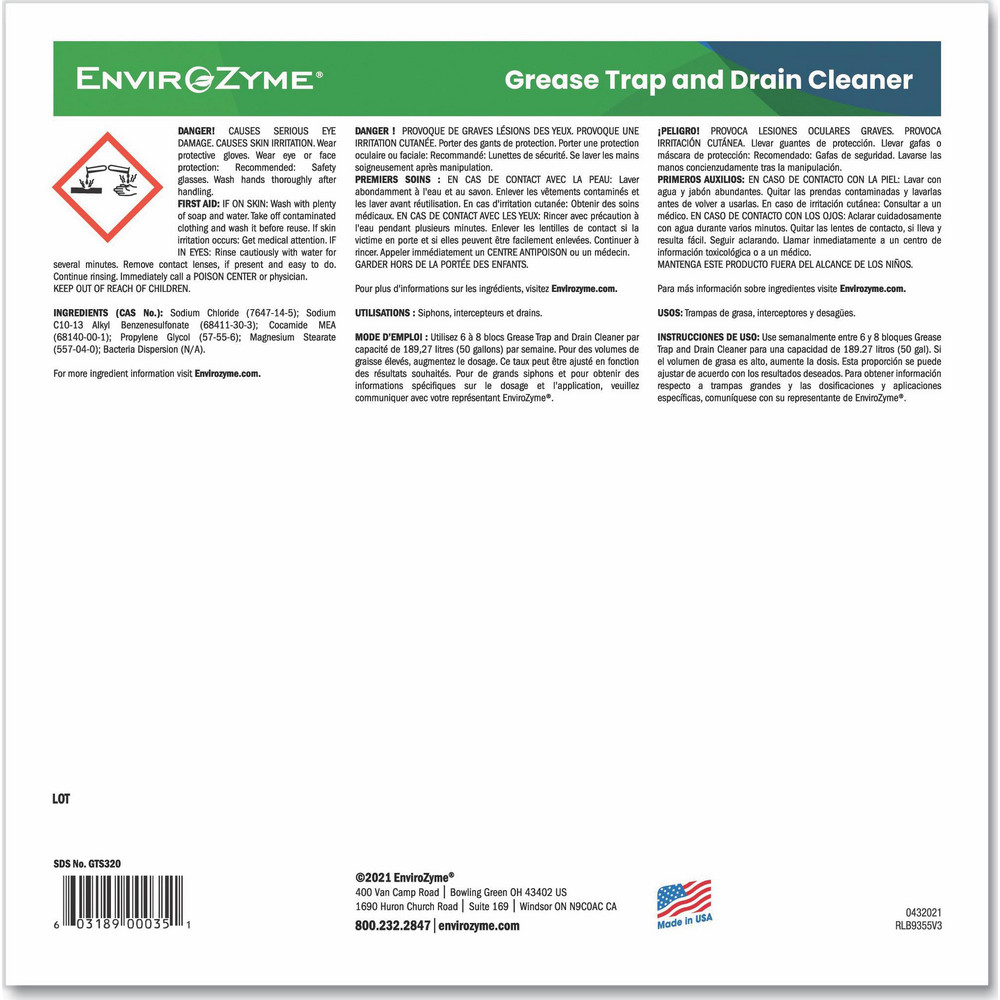 Betco Drain Cleaners & Openers: Product Type: Drain Cleaner; Form: Solid; Container Type: Box; Container Size: 8 oz - BETZ320C1400