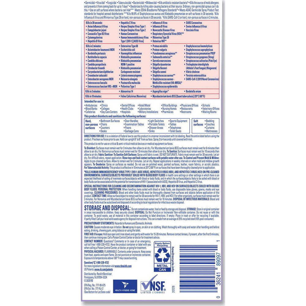 Lysol Disinfectant Spray, Lavender, 19 oz Aerosol Spray, 12/Carton - RAC89097CT