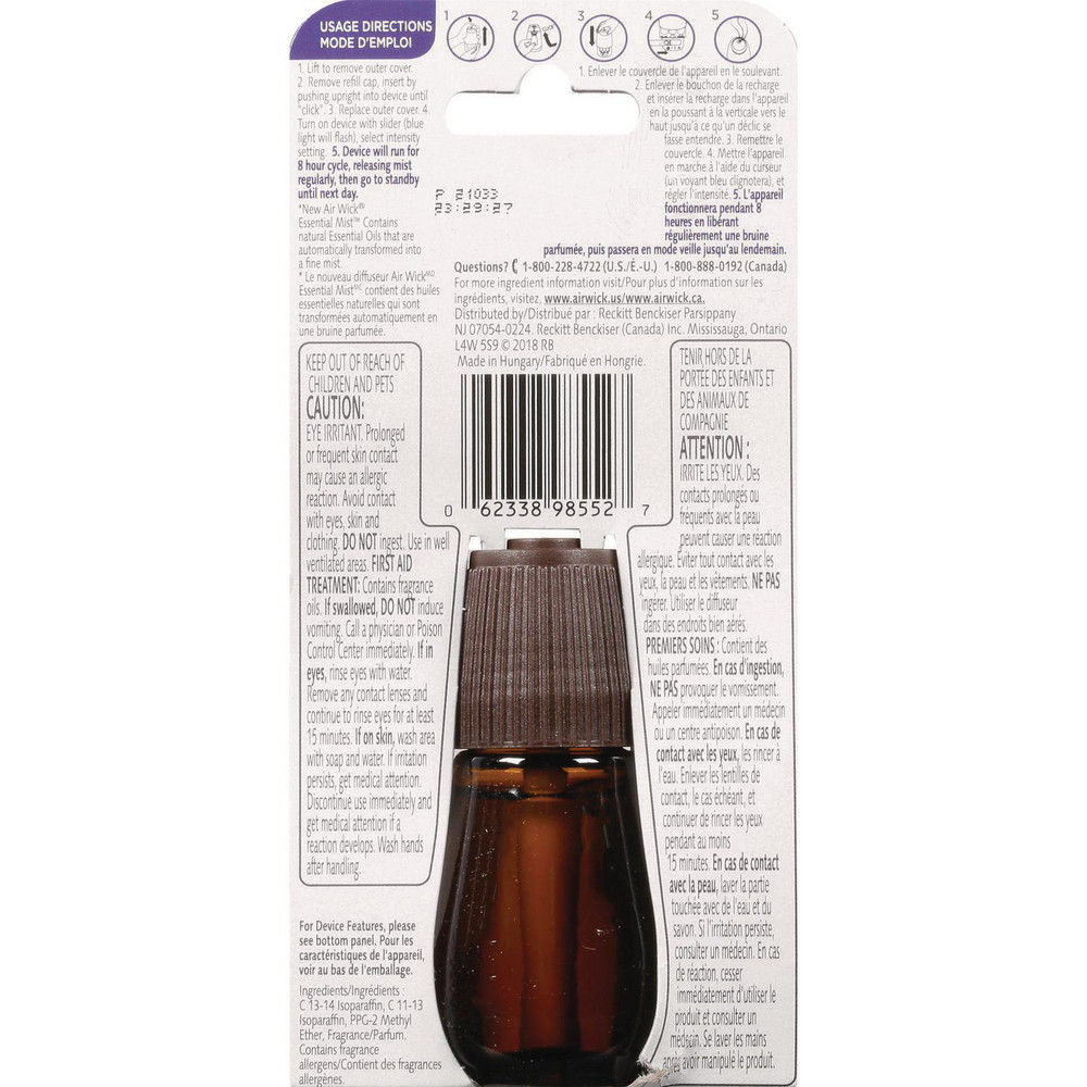 Air Wick Essential Mist Refill, Lavender and Almond Blossom, 0.67 oz Bottle - RAC98552EA