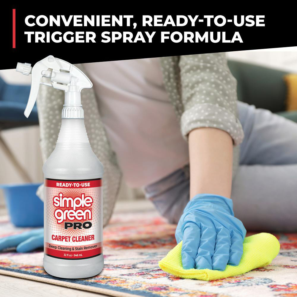 Simple Green® Carpet & Upholstery Steam Extraction Cleaner, Carpet Spot/Stain Cleaner & Carpet/Fabric Stain & Spot Remover: 32 gal Trigger Spray Bottle - 0510101206032