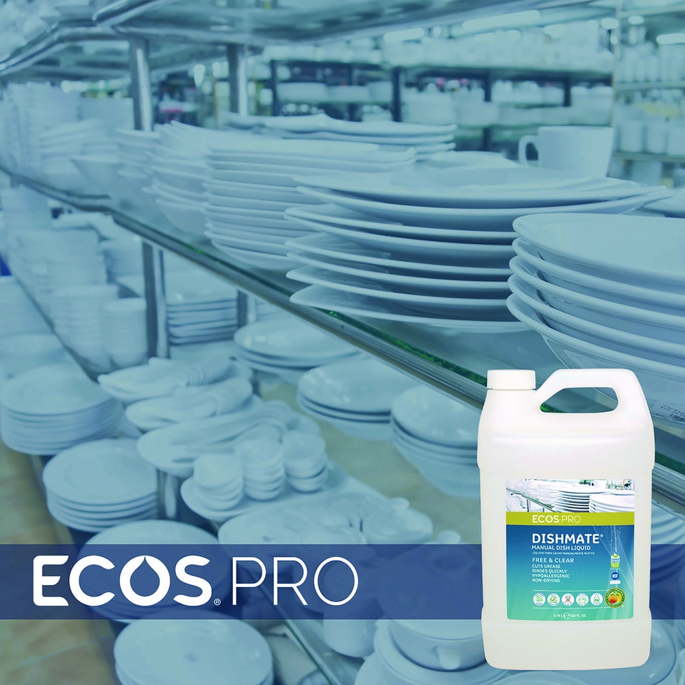ECOS Dishmate Manual Dish Liquid, Free and Clear, 1 gal Jug, 4/Carton - EOPPL972104CT