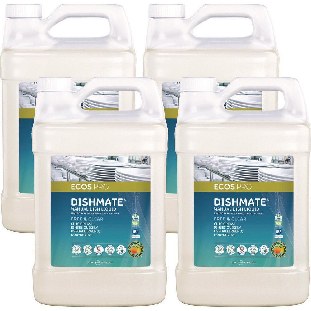 ECOS Dishmate Manual Dish Liquid, Free and Clear, 1 gal Jug, 4/Carton - EOPPL972104CT