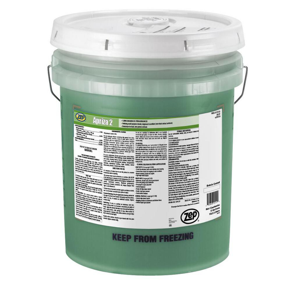 ZEP Apriza II Concentrated Cleaner & Disinfectant, 5 gal, Lemongrass Scent - 125135