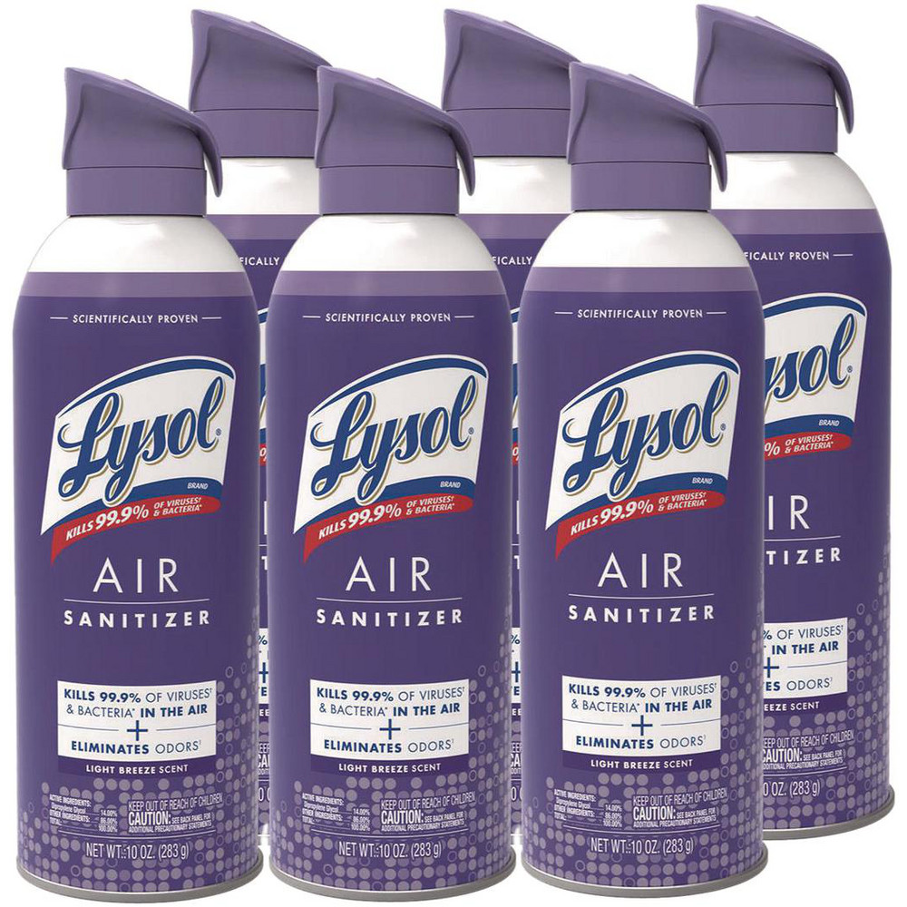 Lysol Air Sanitizer Spray, Light Breeze Scent, 10 oz Aerosol Can, 6/Carton - RAC99394CT