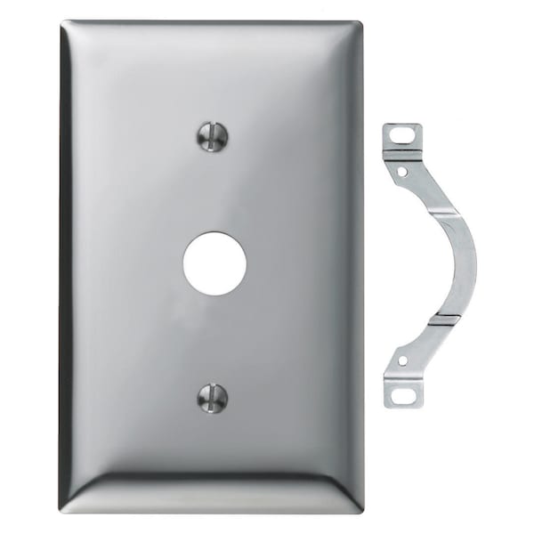 Hubbell Wiring Device-Kellems Wallplates and Boxes, Metallic Plates, 1- Gang, 1) .64" Opening, Standard Size, Chrome Plated Steel - SCH12