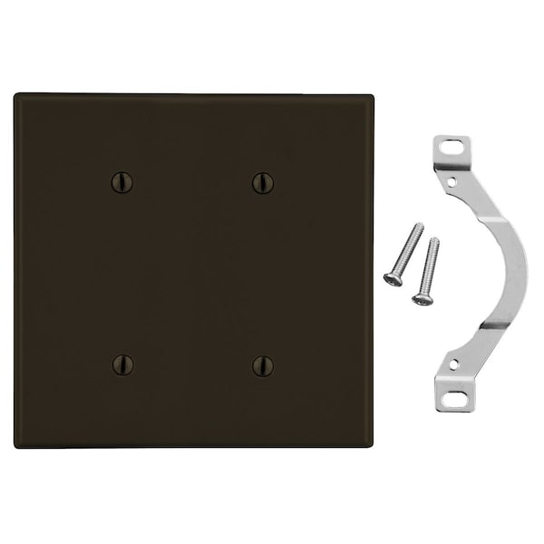 Hubbell Wiring Device-Kellems Wallplate, 2-Gang, 2 Strap Mount Blank, Brown - P24