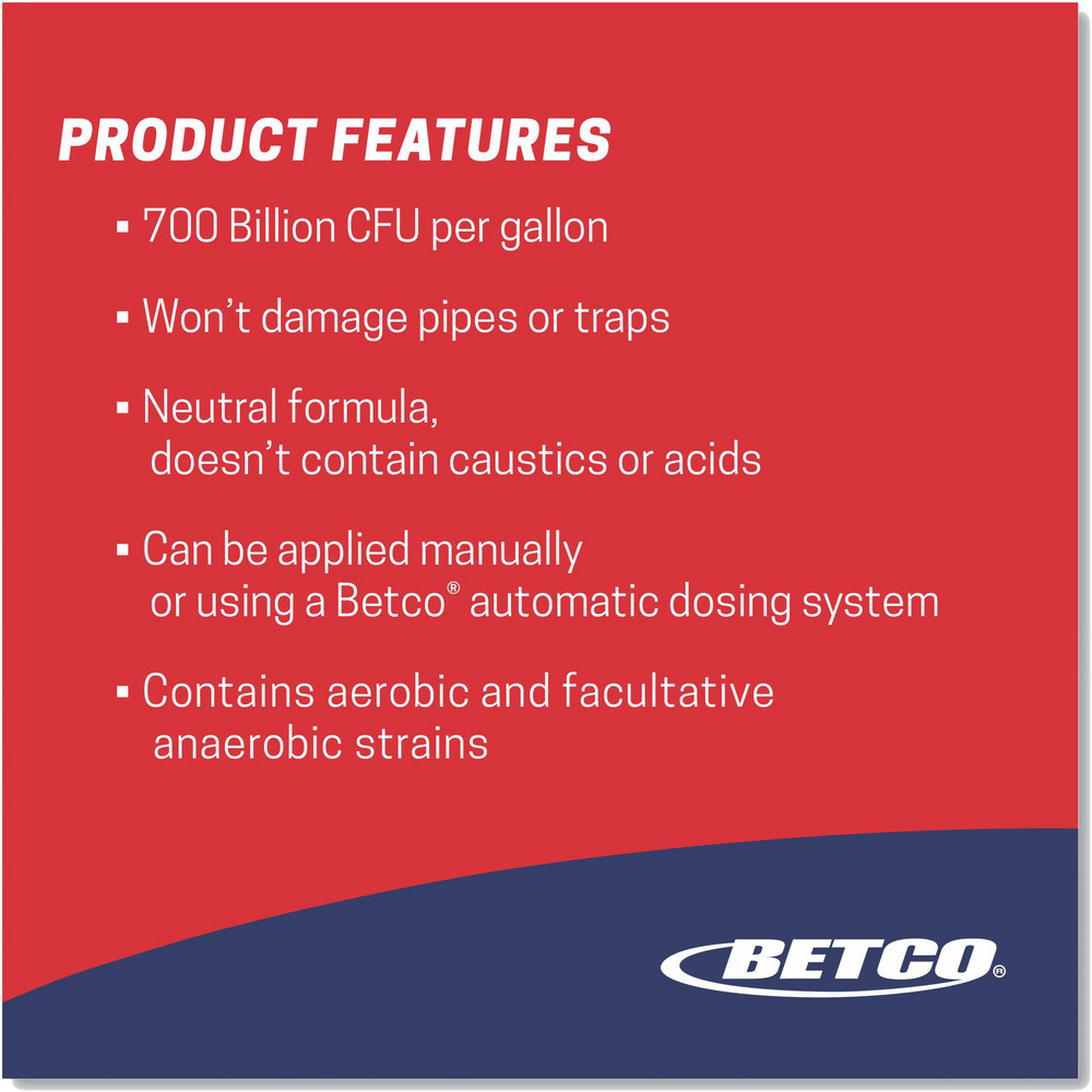Betco Drain Cleaners & Openers: Product Type: Drain Cleaner; Form: Liquid; Container Type: Pail; Container Size: 5 gal - BET26000500