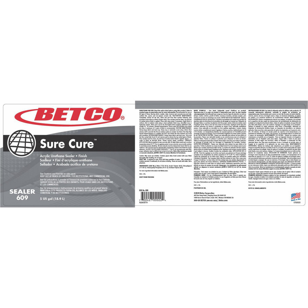 Betco Floor Cleaners, Strippers & Sealers: Product Type: Floor Finish; Container Type: Bag-in-Box - BET609B500