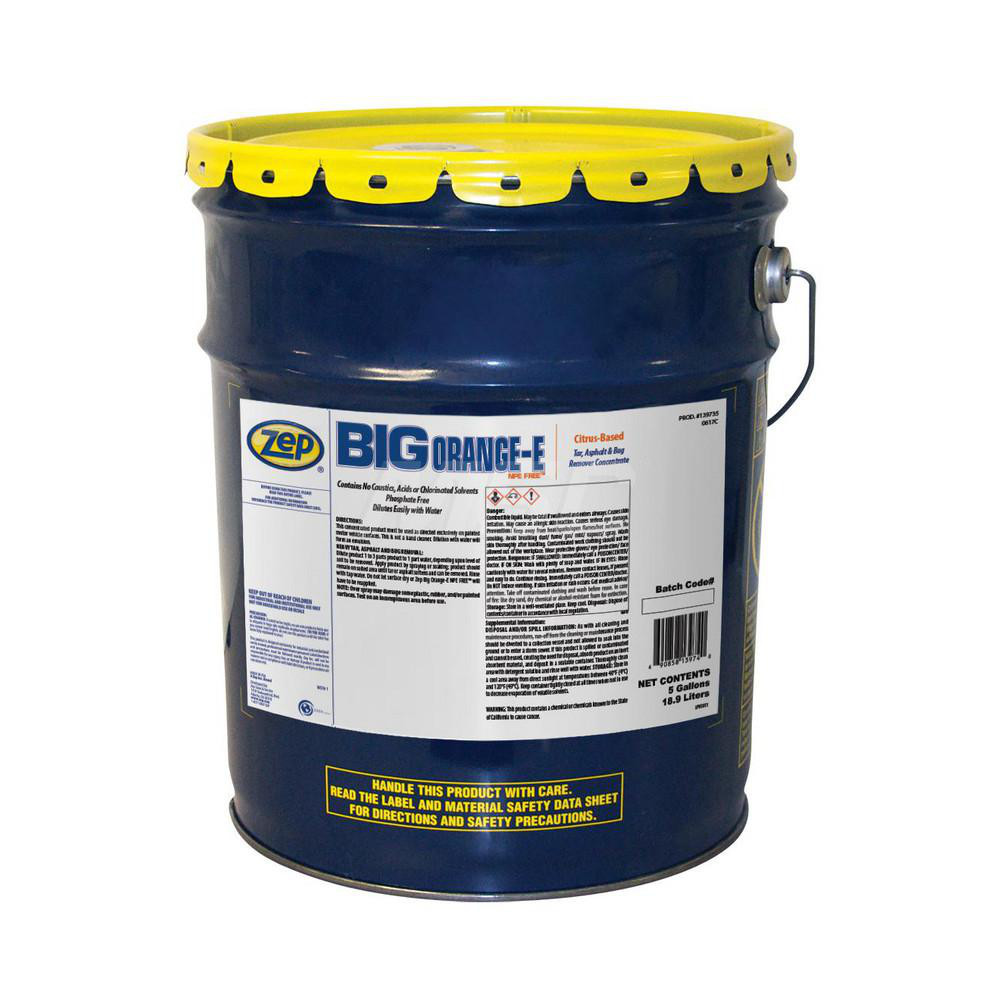 ZEP Big Orange-E NPE Free Citrus-Based Tar, Asphalt, & Bug Remover Concentrate, 5 gal, Citrus Scent - 139735