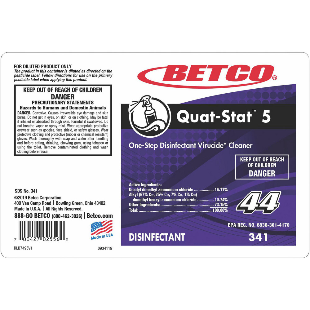Betco All-Purpose Cleaner: 2 L, Bottle, Disinfectant - BET3414700