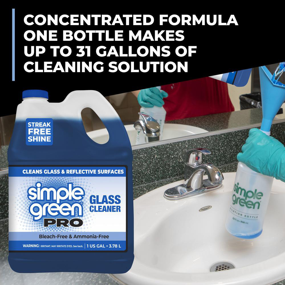 Simple Green® Glass Cleaners: Liquid Concentrate, Jug, Concentrate, 1 gal - 1110100401128