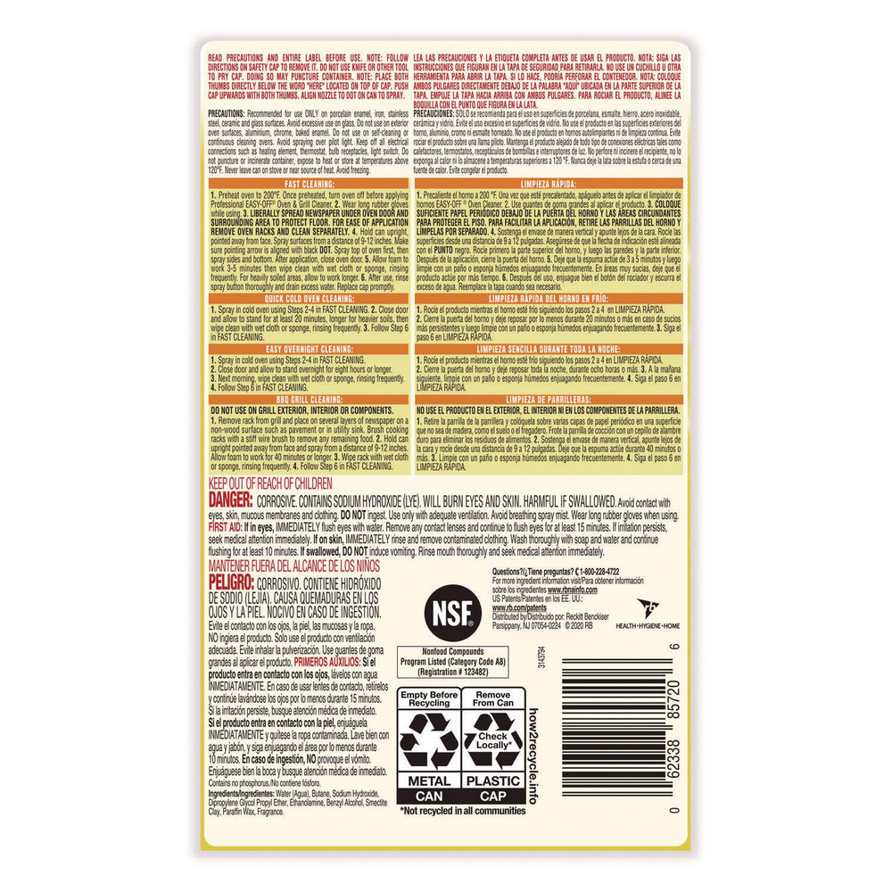 Easy-Off Oven and Grill Cleaner, 24 oz Aerosol, 6/Carton - RAC85261