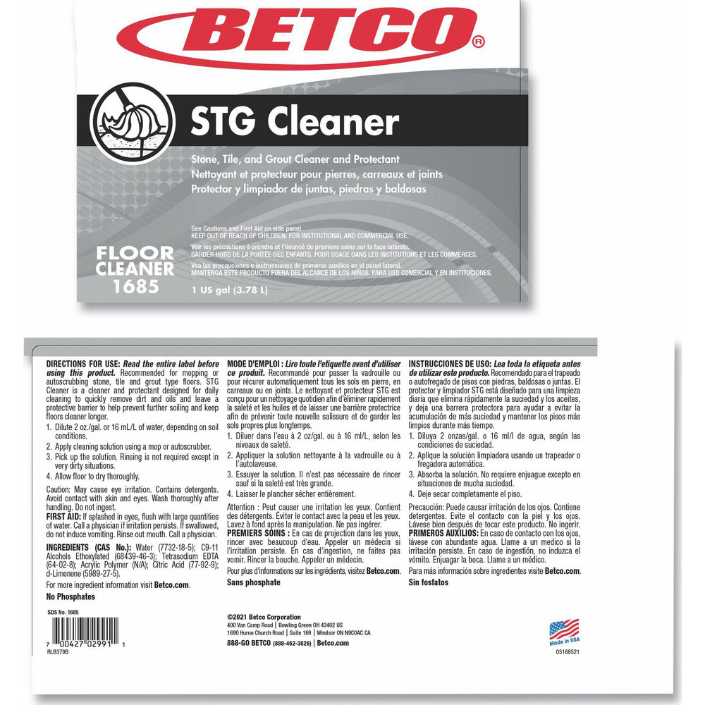 Betco Floor Cleaners, Strippers & Sealers: Product Type: Floor Cleaner and Protectant; Container Type: Bottle - BET16850400