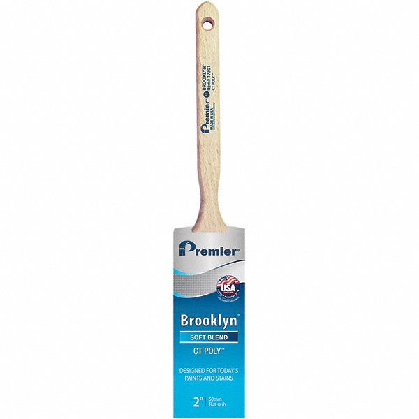 Premier Paint Roller Paint Brush: 2" Wide, Nylon, Synthetic Bristle - 17211