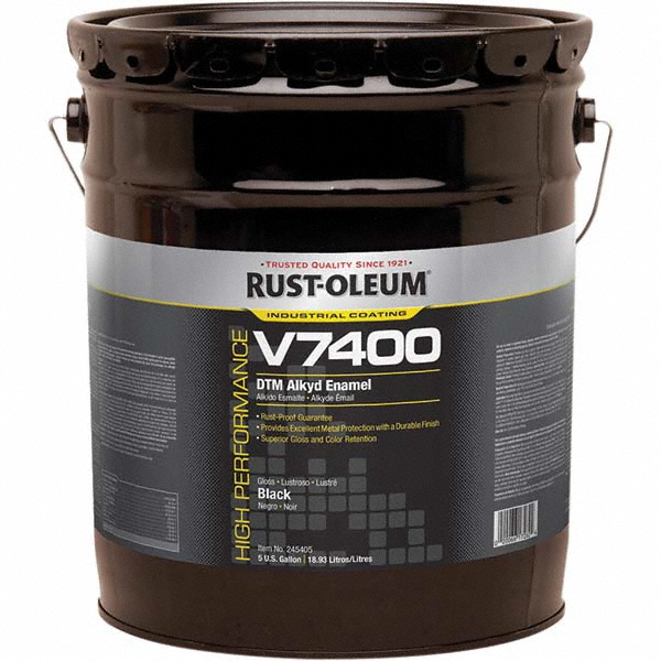 Rust-Oleum Industrial Enamel Paint: 5 gal, Gloss Finish, Black - 245405