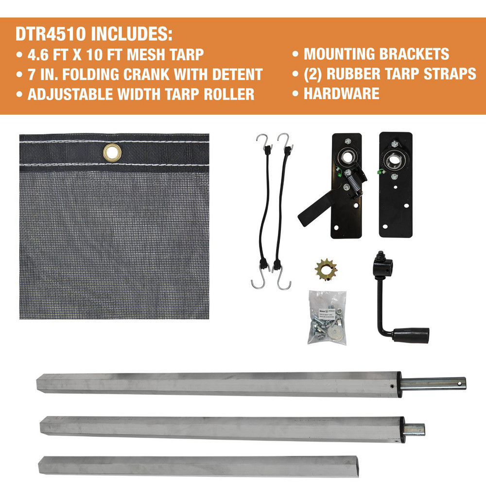 Buyers Products Tarp/Dust Cover: Black, Aluminum, 10' Long x 4-1/2' Wide, 9 to 10 mil - DTR4510