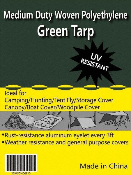 Value Collection Tarp/Dust Cover: Green, Polyethylene, 24' Long x 18' Wide, 9 to 10 mil - KSMSCHD1824