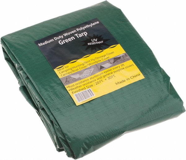Value Collection Tarp/Dust Cover: Green, Polyethylene, 24' Long x 18' Wide, 9 to 10 mil - KSMSCHD1824