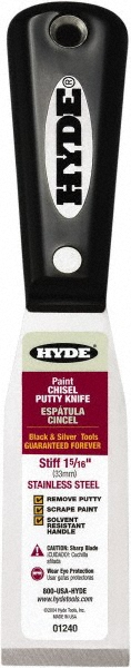 Hyde Tools Putty Knife: Stainless Steel, 1-5/16" Wide - 01240