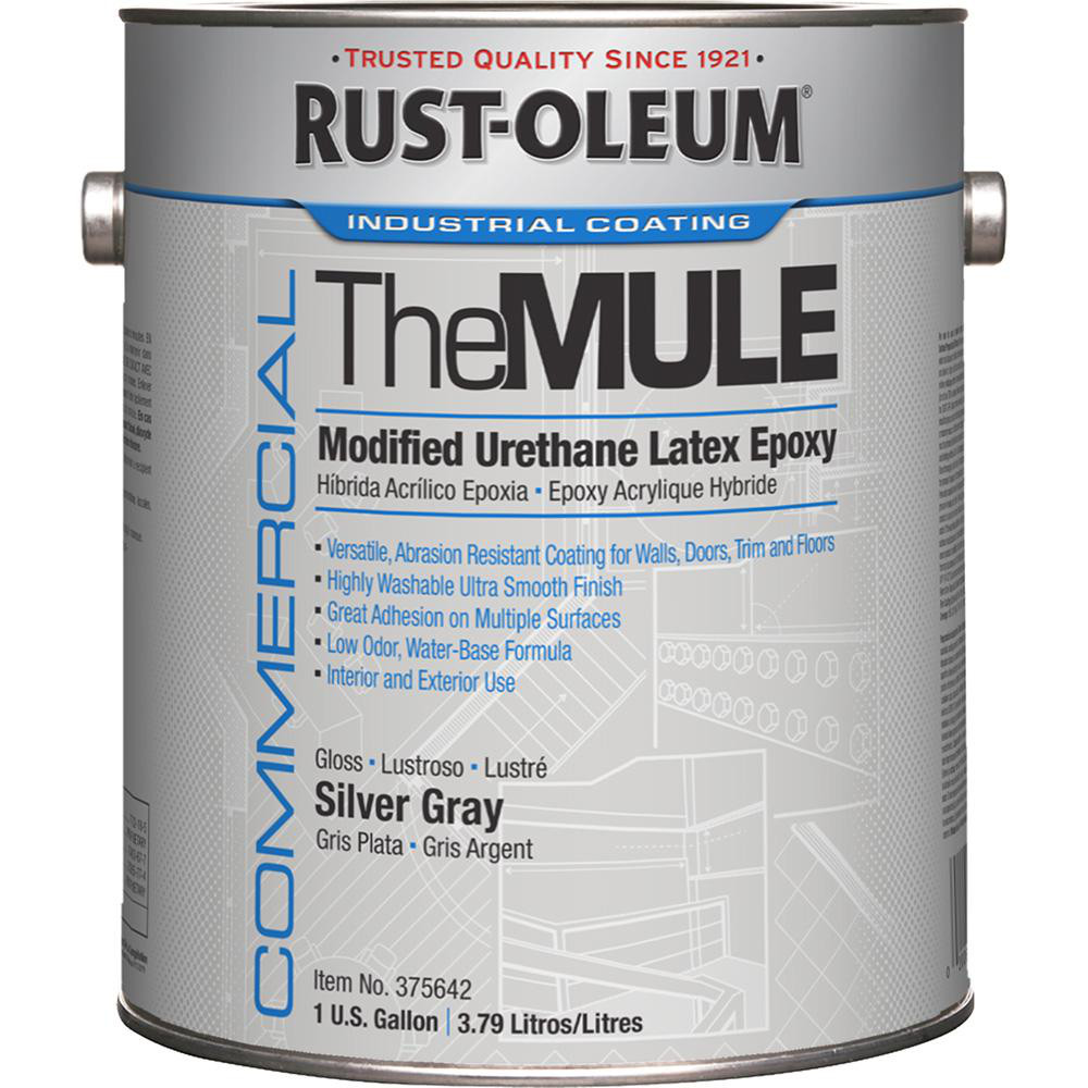 Rust-Oleum Industrial Enamel Paint: 5 gal, Gloss Finish, Silver Gray - 245485