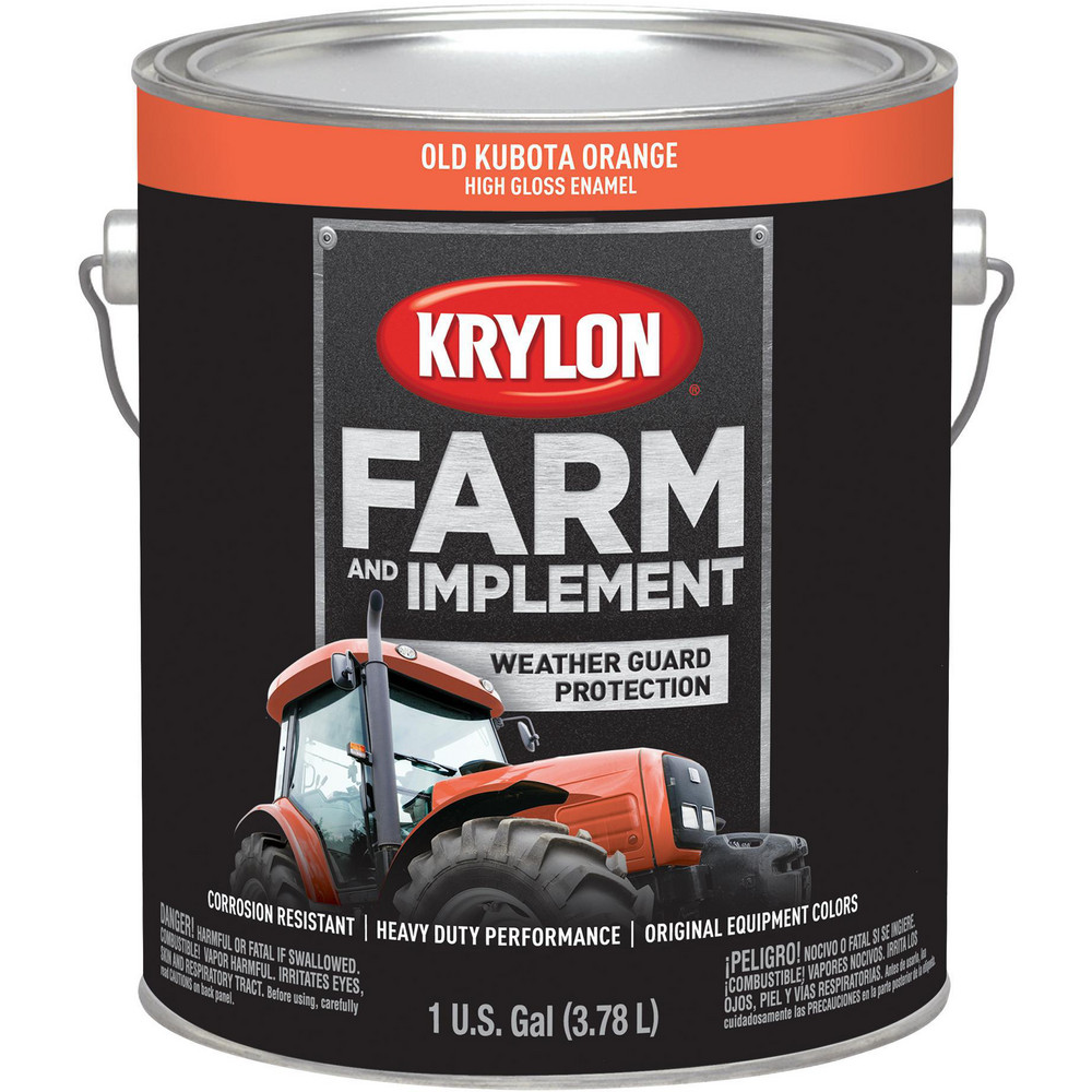 Krylon Brush-On Paint: 1 gal, High-Gloss Finish, New Kubota Orange - K01986008