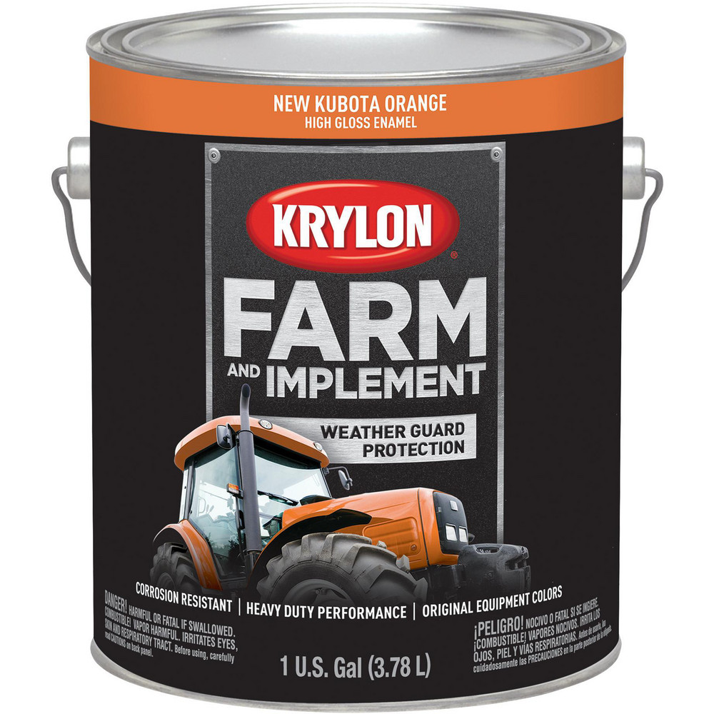 Krylon Brush-On Paint: 1 gal, High-Gloss Finish, New Kubota Orange - K01986008