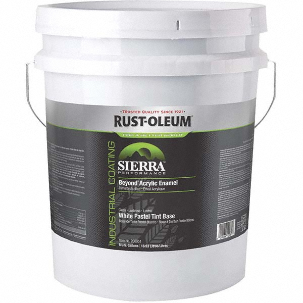 Rust-Oleum Industrial Enamel Paint: 5 gal, Gloss Finish, White Base - 208051