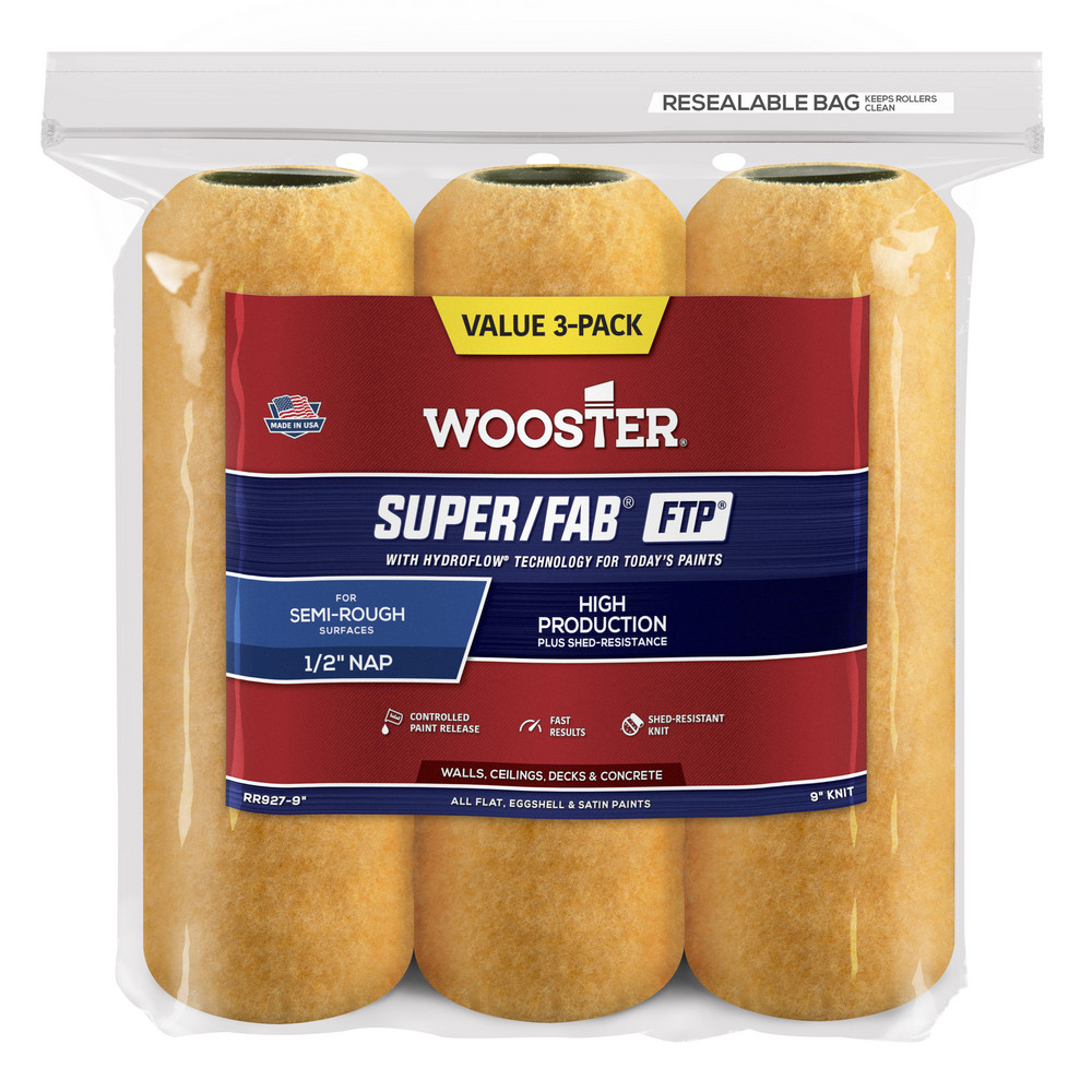 Wooster Brush Paint Roller Cover: 1/2" Nap, 9" Wide - RR927-9