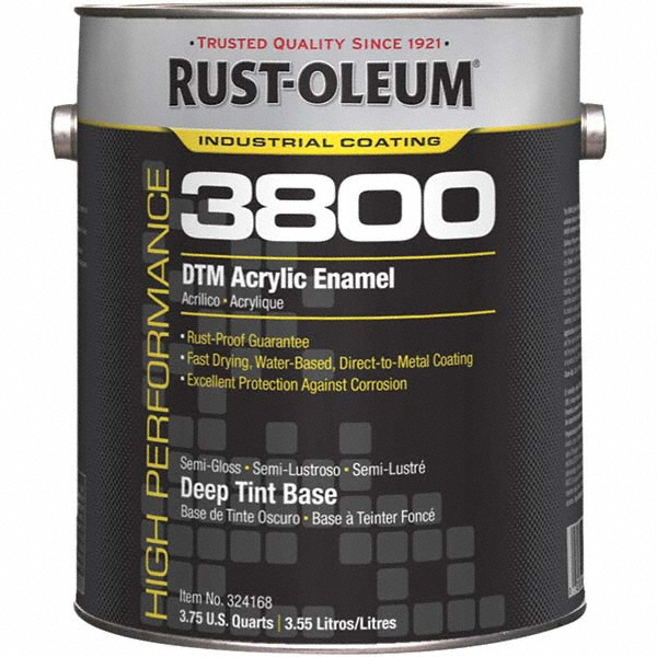 Rust-Oleum Acrylic Enamel Paint: 1 gal, Semi-Gloss Finish, Deep Tint Base - 324168
