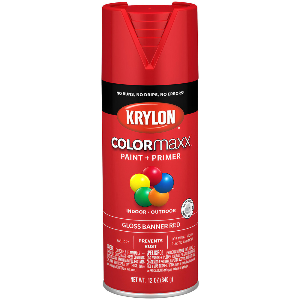 Krylon Spray Paint: Red, Gloss, 12 oz Net Fill, Acrylic Enamel - K05503007