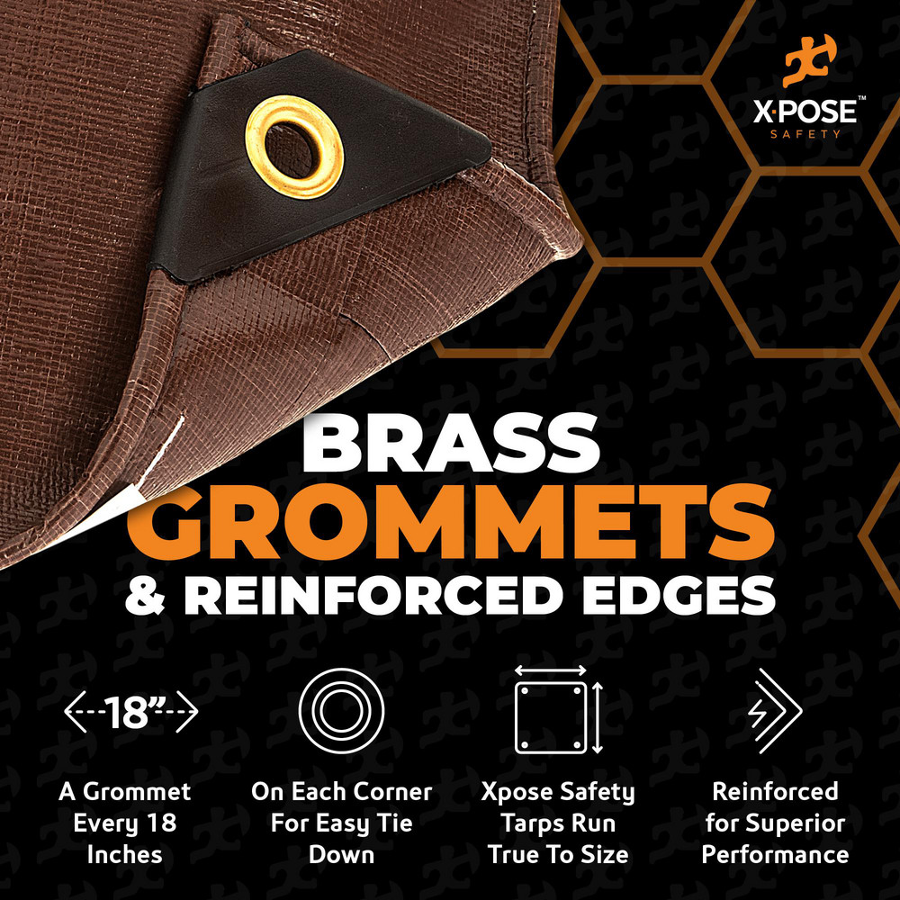 Xpose Safety Tarp/Dust Cover: Brown, Rectangle, Polyethylene, 20' Long x 16' Wide, 16 mil - BHD-1620-A