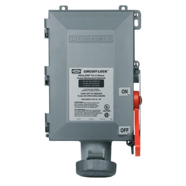 Hubbell Wiring Device-Kellems Fused Circuit-Lock Interlock Device, 3P4W, 60A 3PH 600V - HBL460MIF5W