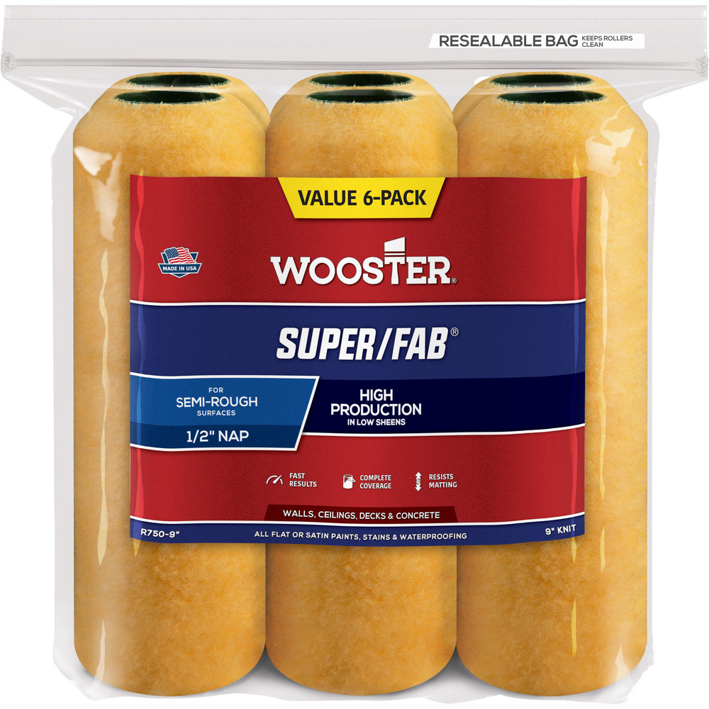 Wooster Brush Paint Roller Cover: 1/2" Nap, 9" Wide - R750-9