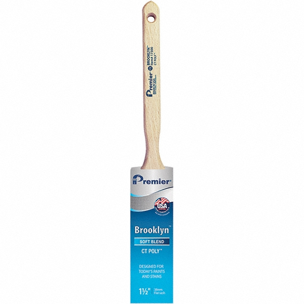 Premier Paint Roller Paint Brush: 1-1/2" Wide, Polyester, Synthetic Bristle - 17300