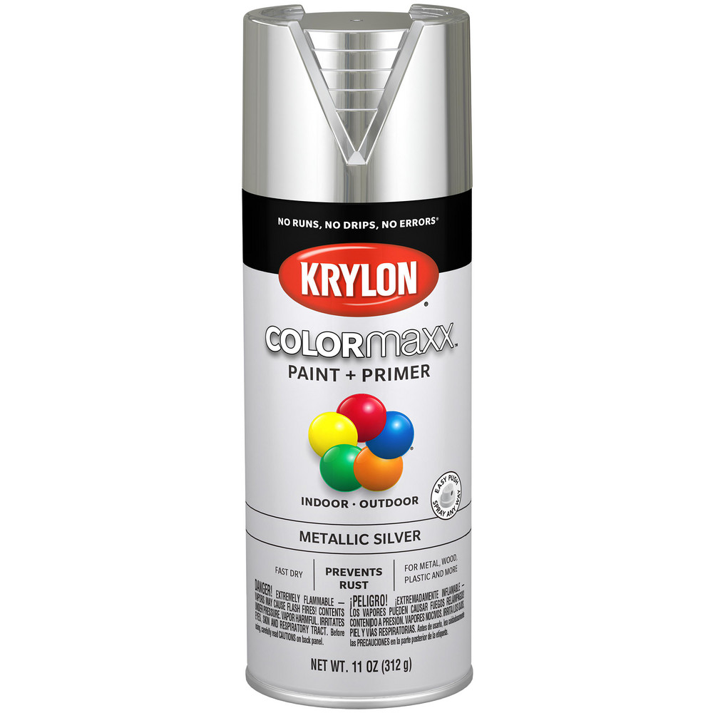 Krylon Spray Paint: Gray, Metallic, 12 oz Net Fill, Rustproof Enamel - K09232008