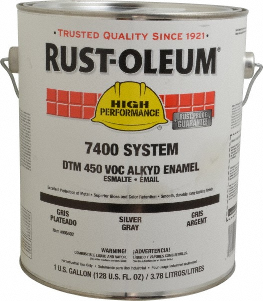 Rust-Oleum Acrylic Enamel Paint: 1 gal, Gloss Finish, Silver Gray - 315506