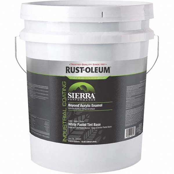 Rust-Oleum Industrial Enamel Paint: 1 gal, Satin Finish, White Base - 208040