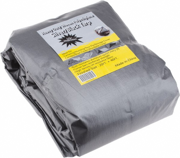 Value Collection Tarp/Dust Cover: Black & Silver, Polyethylene, 60' Long x 40' Wide, 11 to 12 mil - KSMSCSB4060