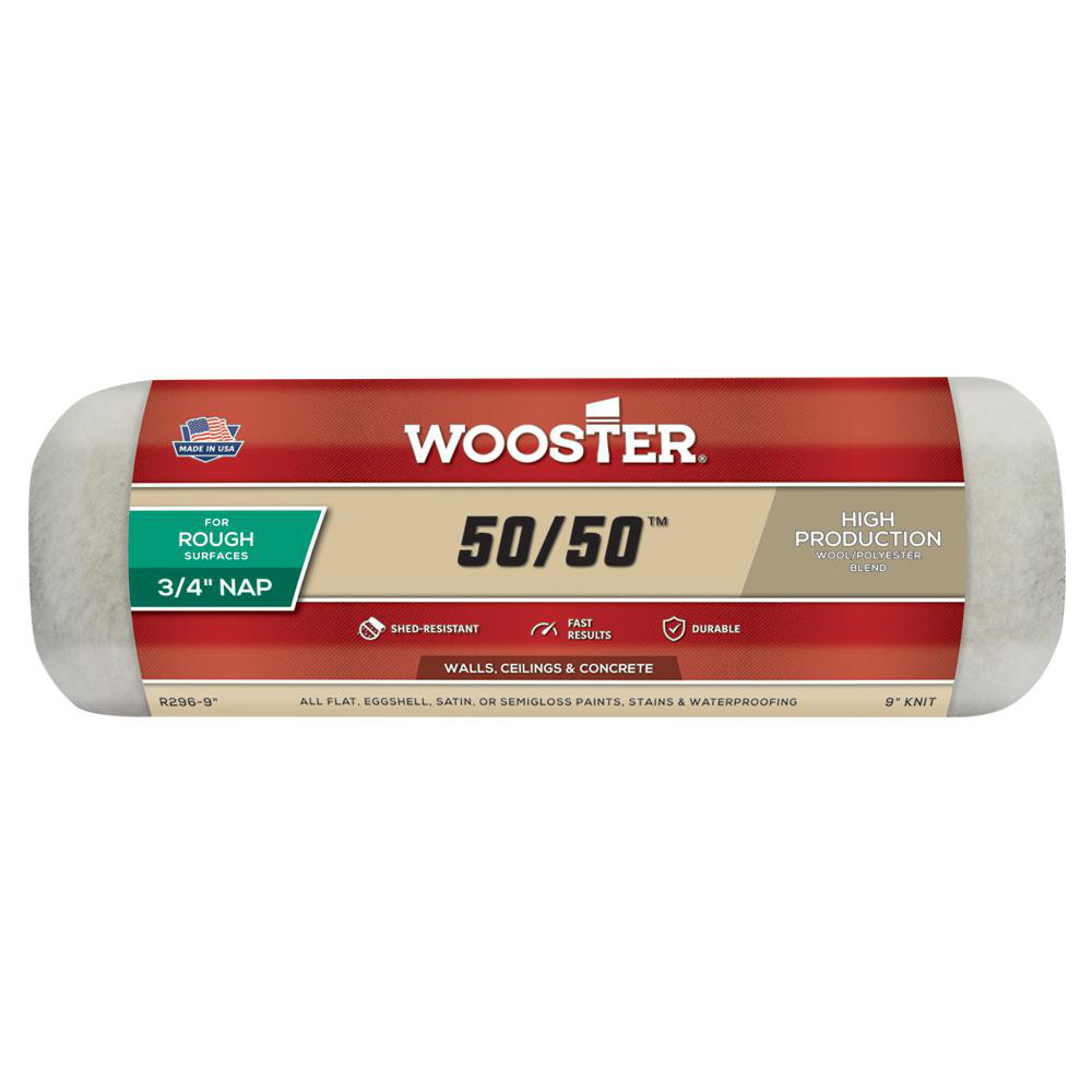 Wooster Brush Paint Roller Cover: 3/4" Nap, 9" Wide - R296-9